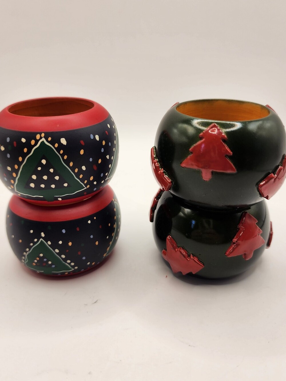 Set Of‎ 4 Christmas Tree Napkin Rings Made In India Winter Holiday Decor